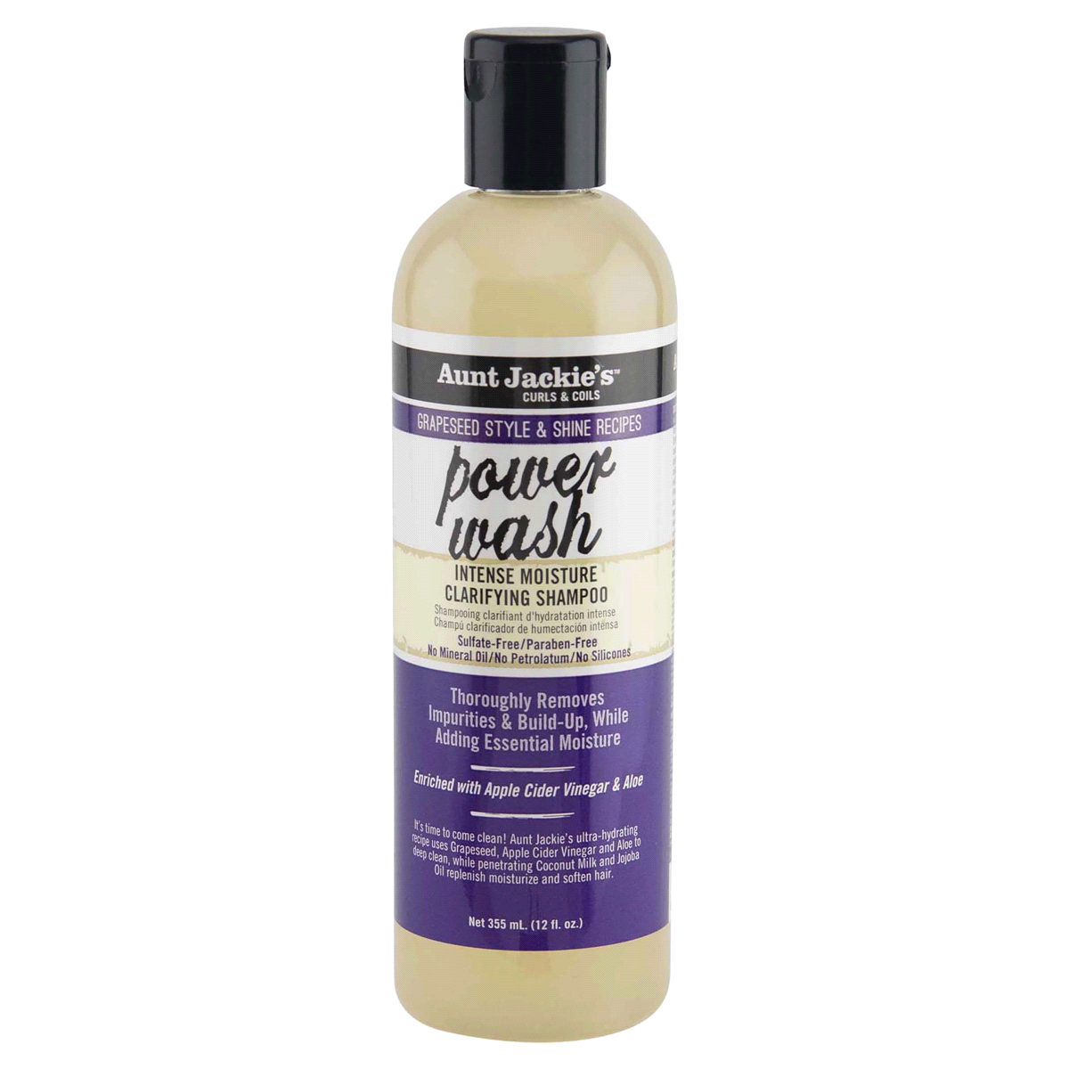 slide 1 of 13, Aunt Jackie's Grapeseed Power Wash Intense Moisture Clarifying Shampoo, 12 oz