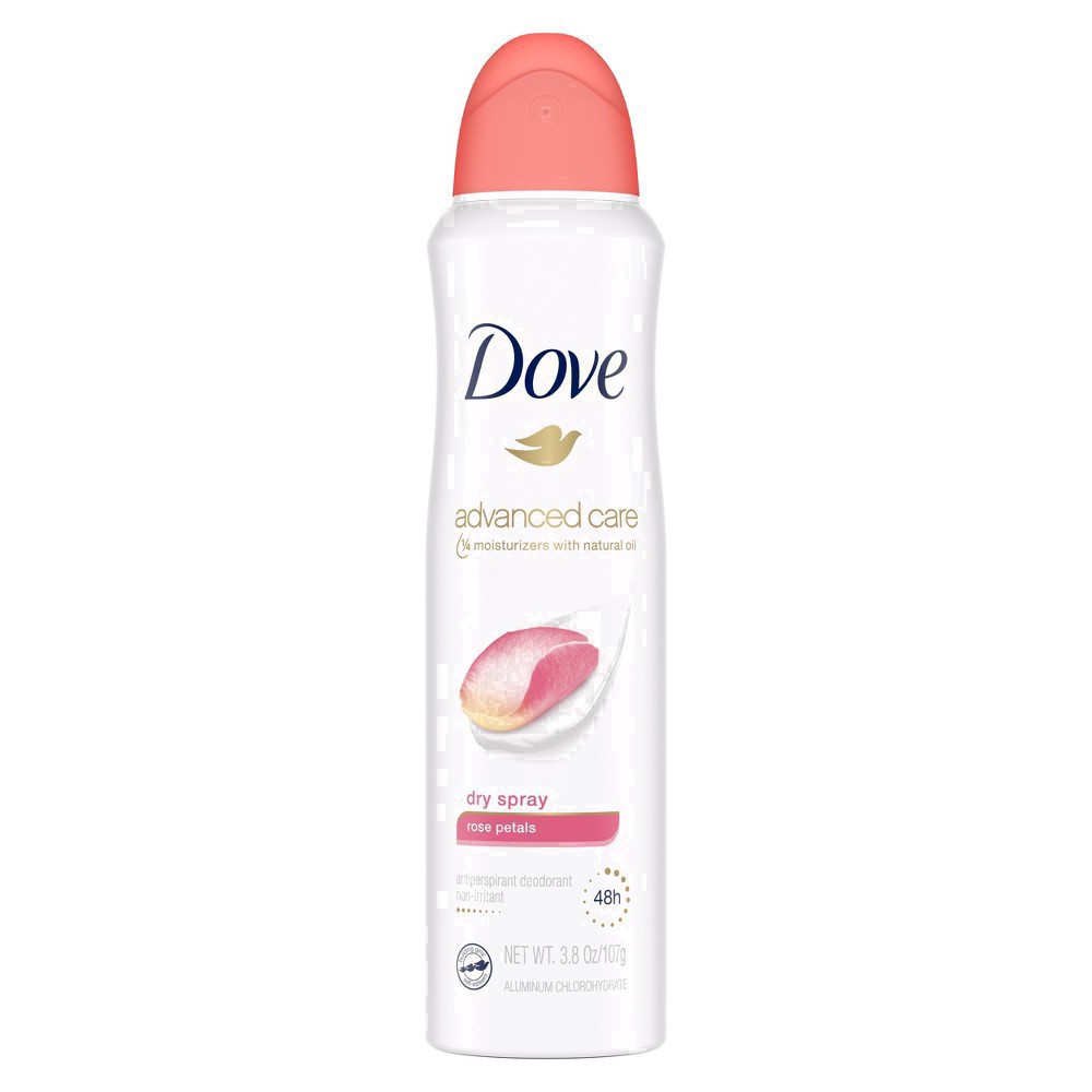 slide 32 of 58, Dove Advanced Care Dry Spray Antiperspirant Deodorant Rose Petals, 3.8 oz