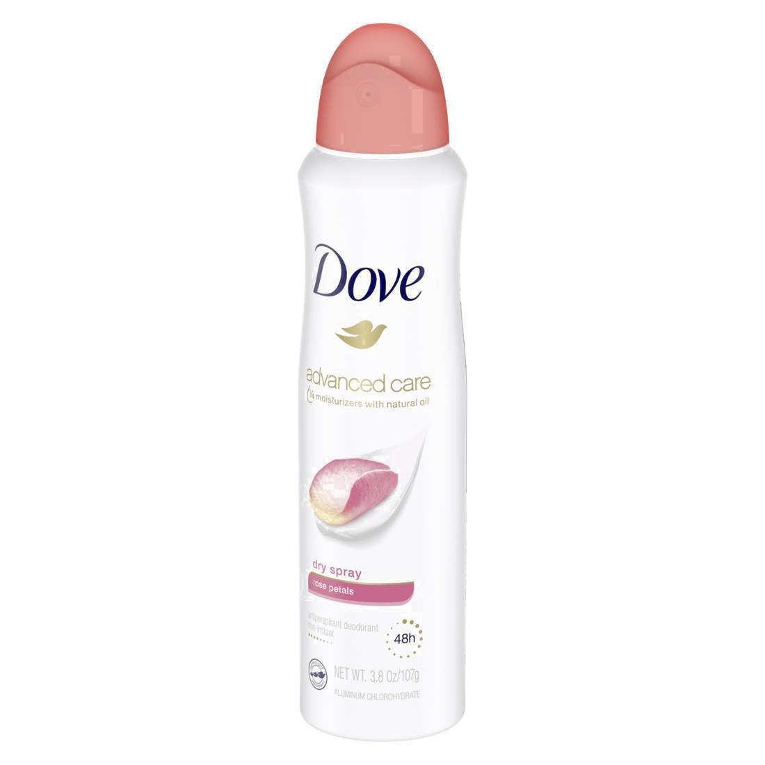 slide 26 of 58, Dove Advanced Care Dry Spray Antiperspirant Deodorant Rose Petals, 3.8 oz