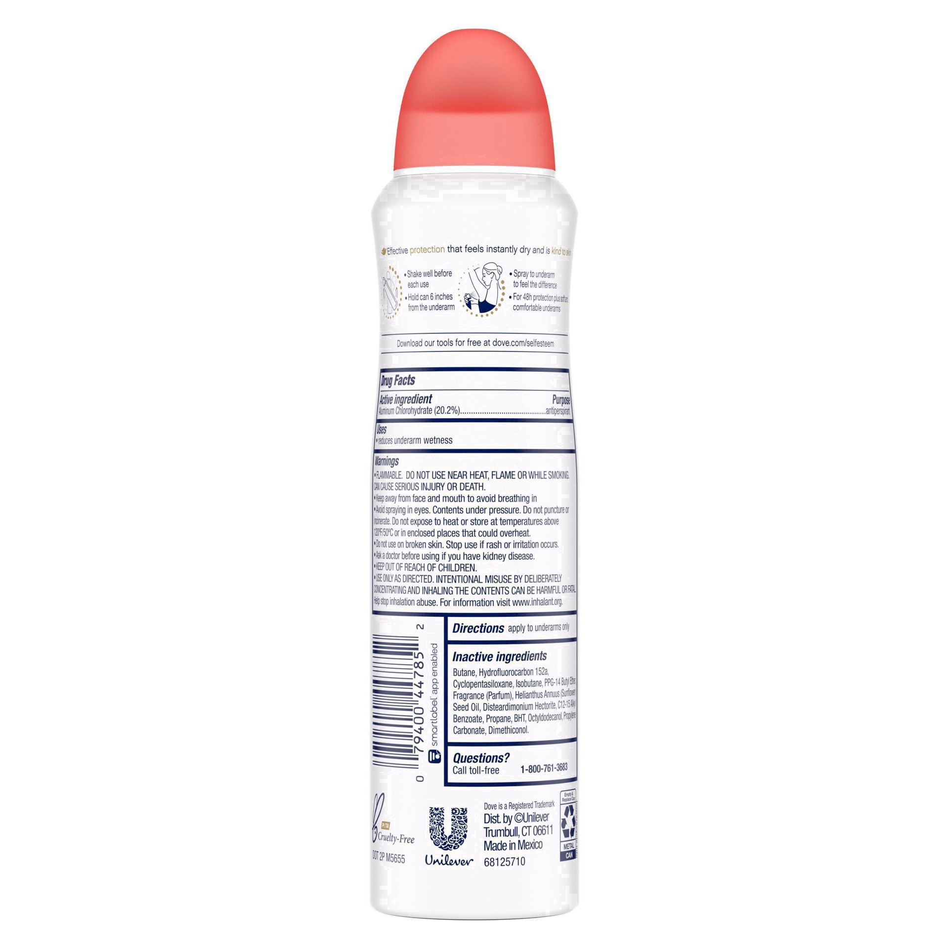 slide 37 of 58, Dove Advanced Care Dry Spray Antiperspirant Deodorant Rose Petals, 3.8 oz