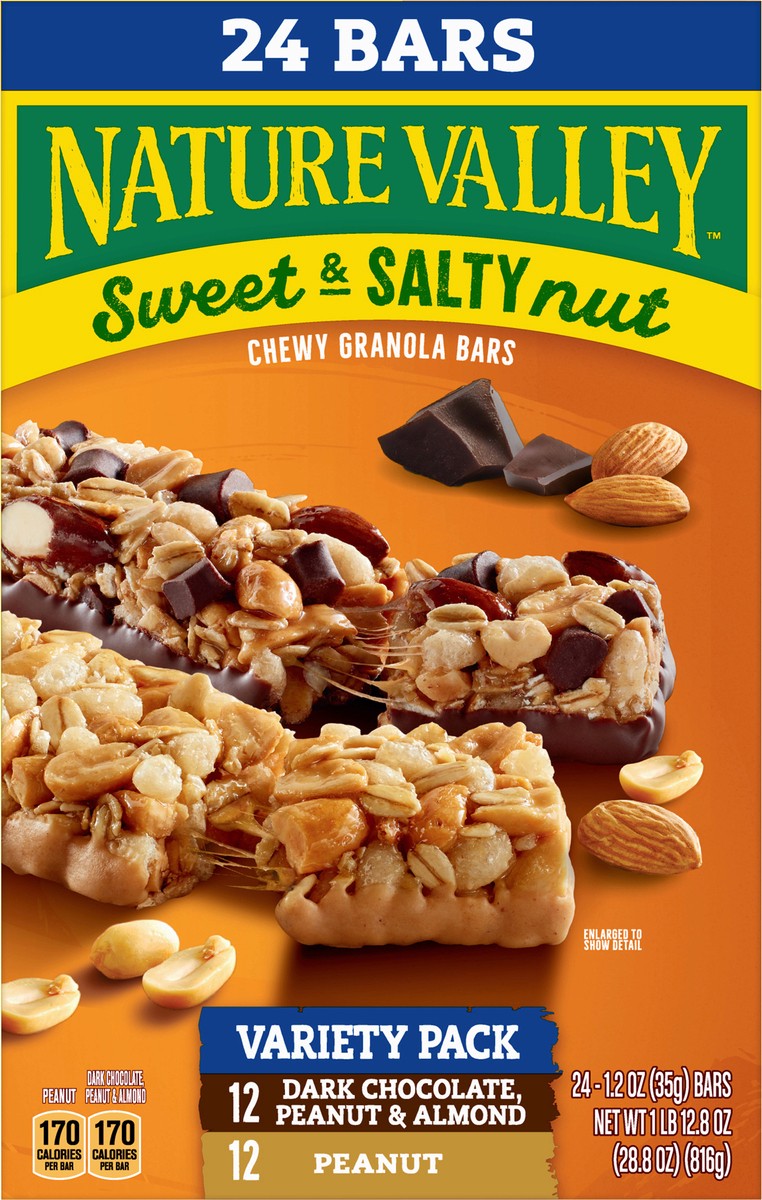 slide 8 of 8, Nature Valley Granola Bars, Sweet and Salty Nut, Variety Pack, 24 Bars- 24 ct, 24 ct