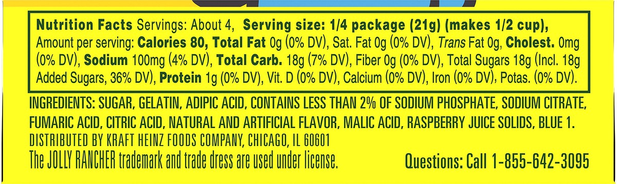 slide 5 of 10, Jolly Rancher Blue Raspberry Gelatin Dessert Mix, 3 oz Box, 3 oz