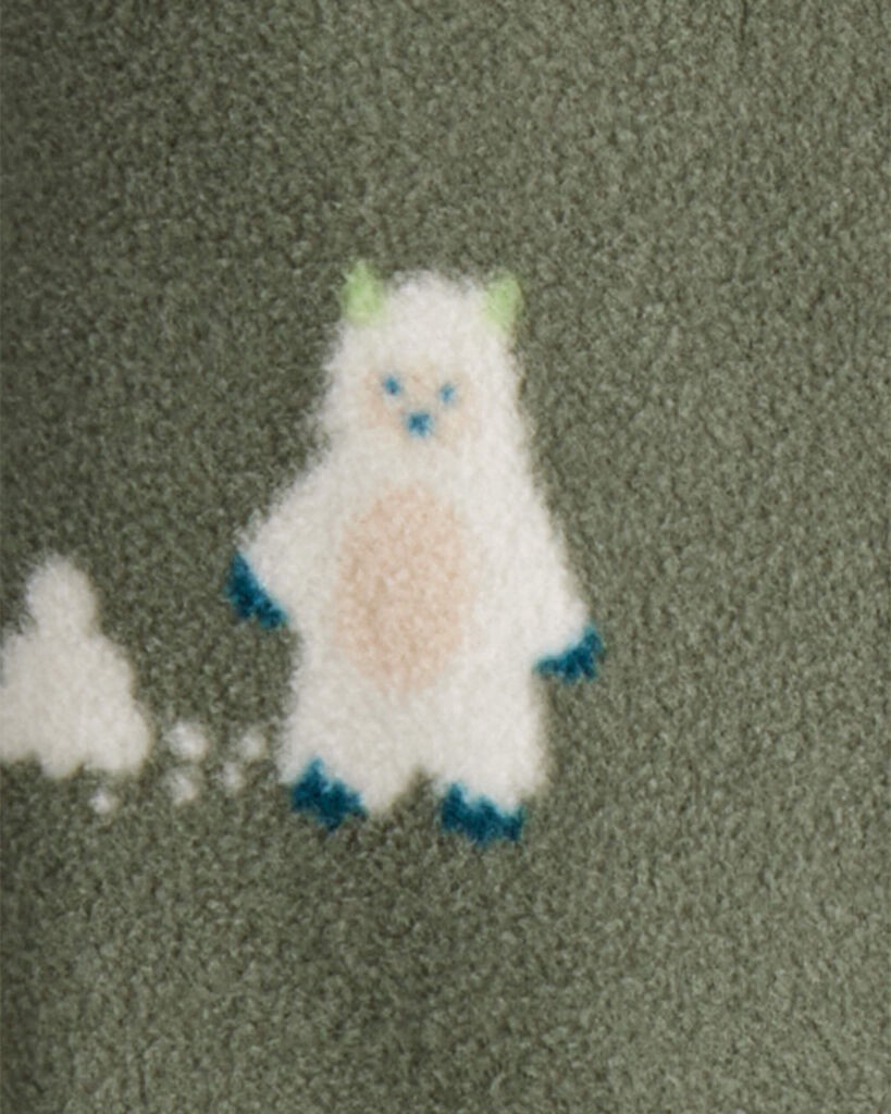 slide 3 of 4, Carter's Carters Baby Boy Yeti Fleece Loose Fit 2-Way Zip Sleep & Play Pajamas - Green Olive 3M, 1 ct