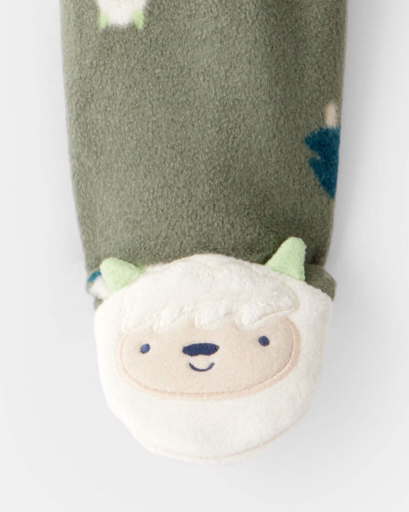 slide 4 of 4, Carter's Carters Baby Boy Yeti Fleece Loose Fit 2-Way Zip Sleep & Play Pajamas - Green Olive 3M, 1 ct