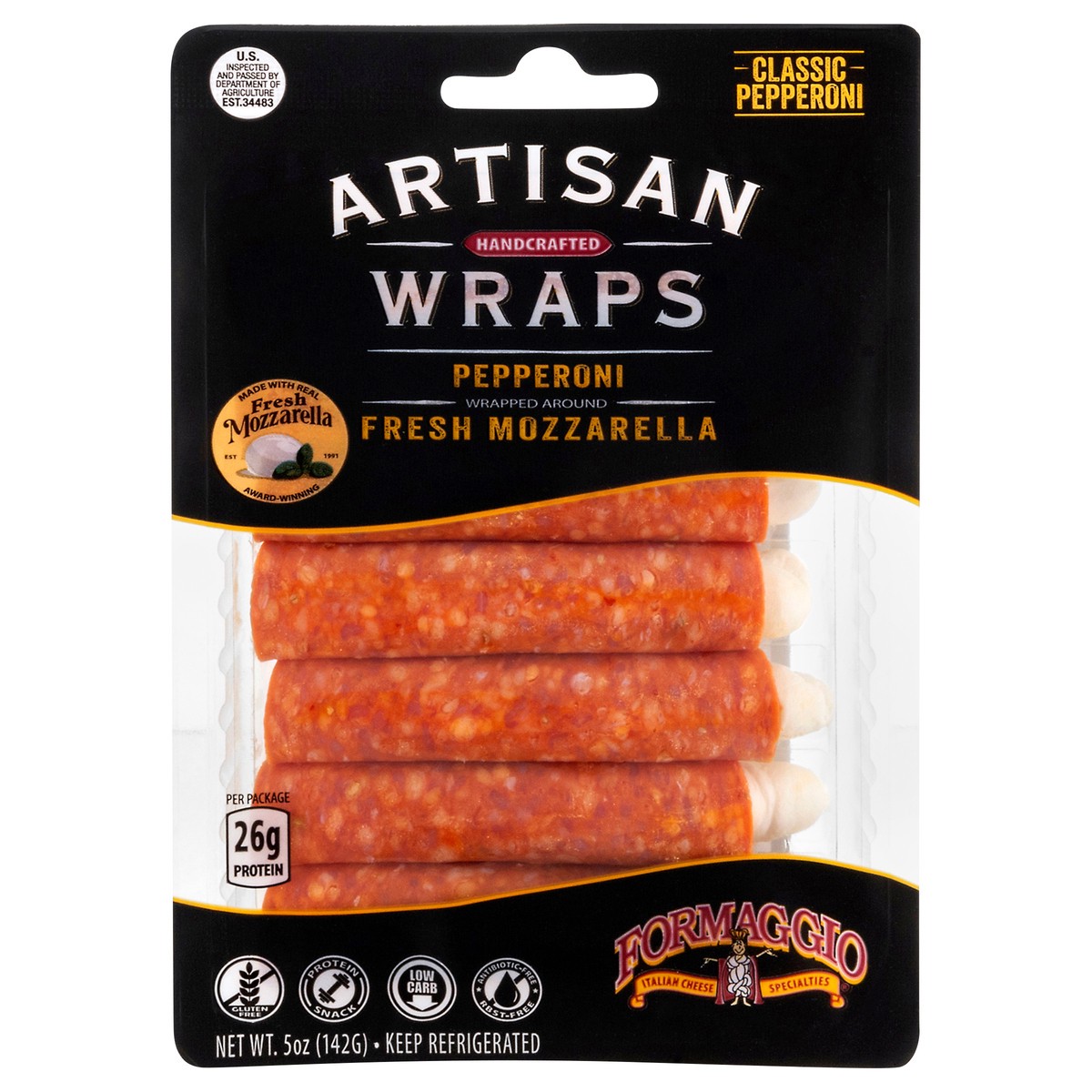 slide 4 of 4, Formaggio Handcrafted Pepperoni Artisan Wraps 5 oz, 5 oz