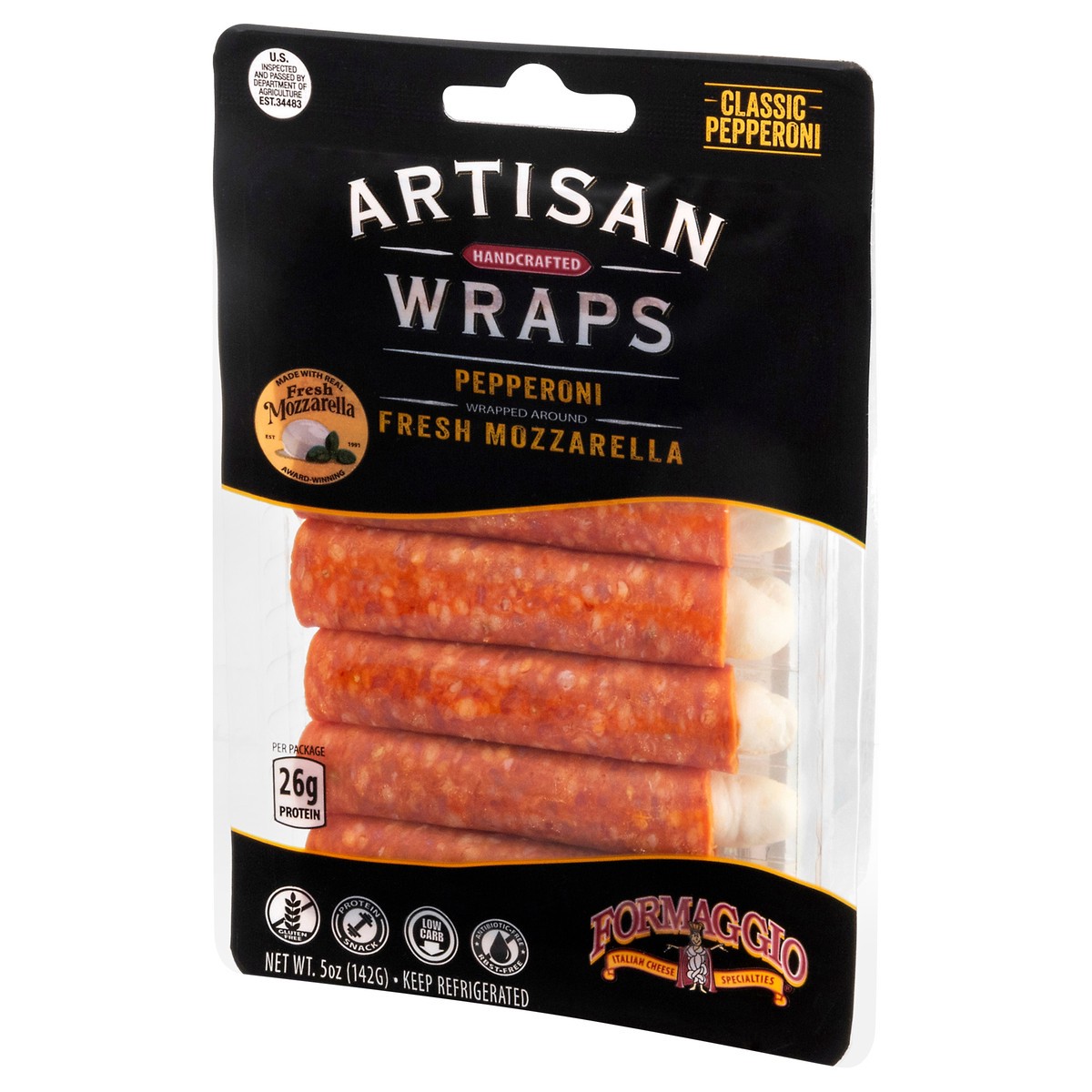 slide 3 of 4, Formaggio Handcrafted Pepperoni Artisan Wraps 5 oz, 5 oz