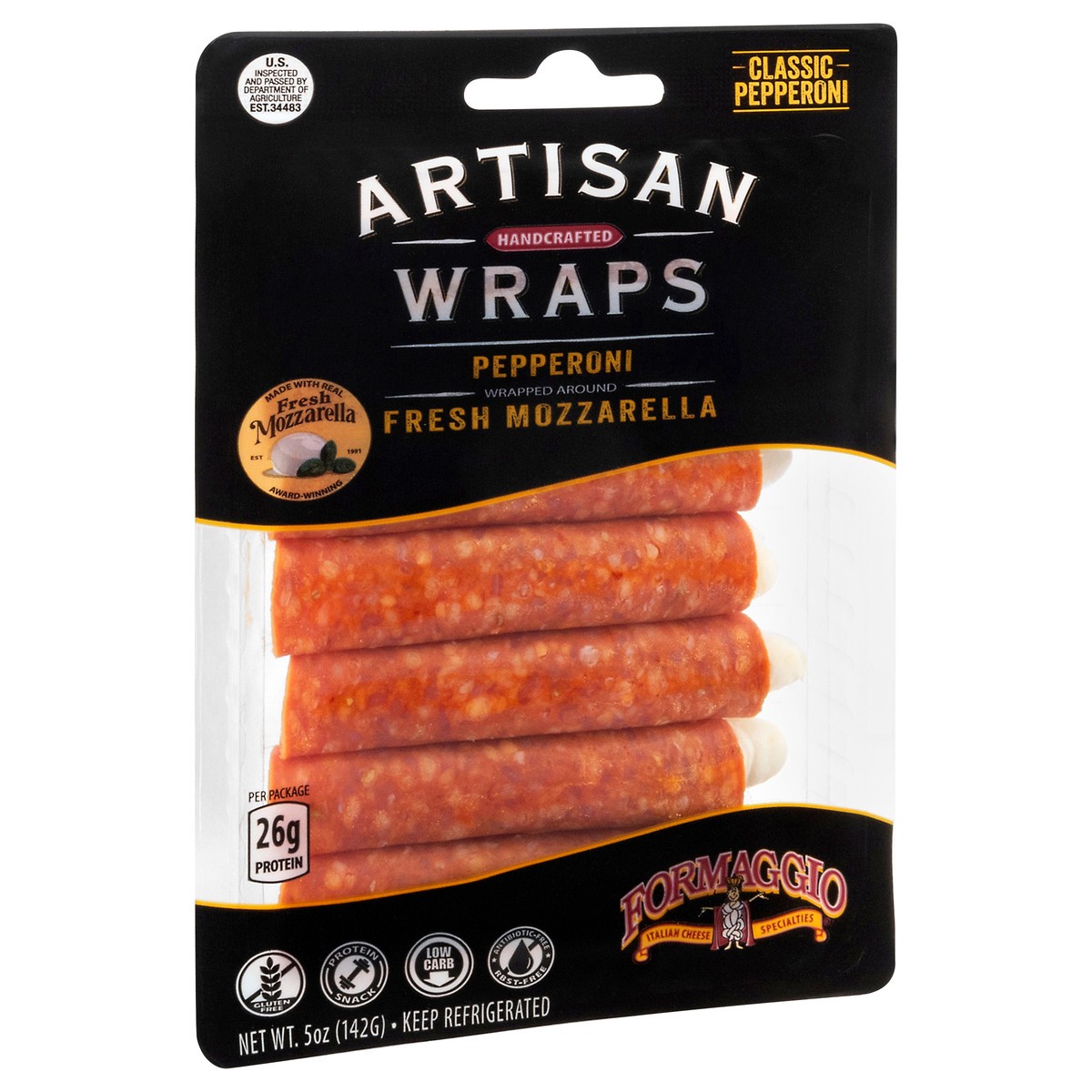 slide 2 of 4, Formaggio Handcrafted Pepperoni Artisan Wraps 5 oz, 5 oz