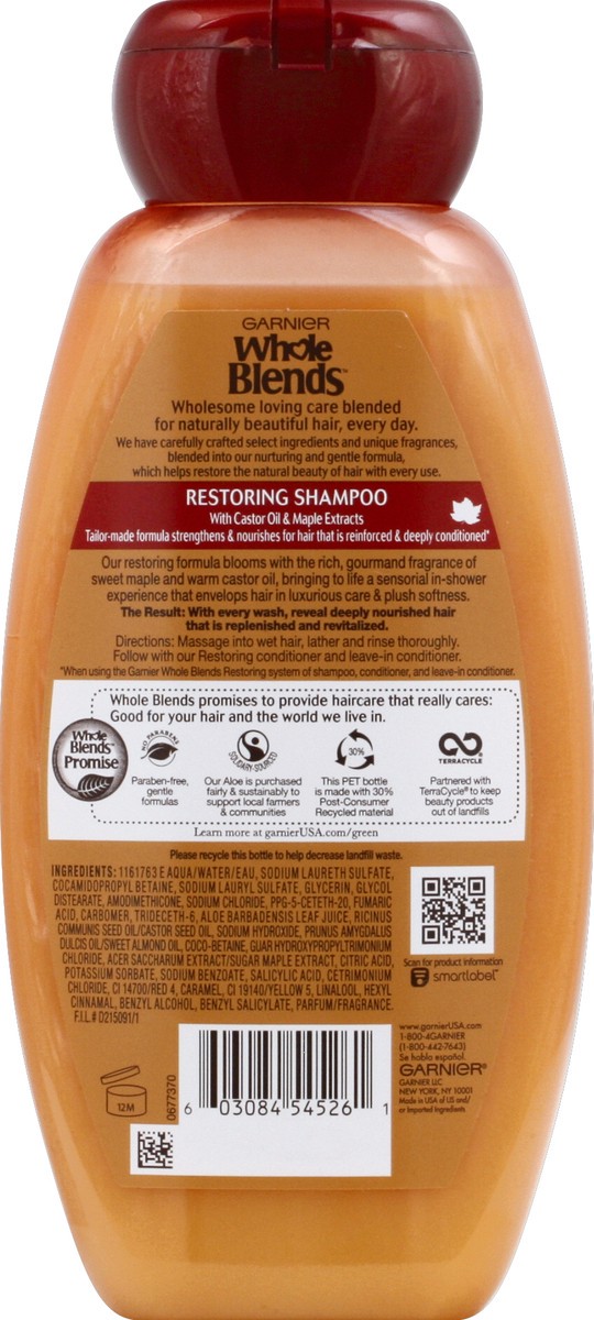 slide 6 of 6, Garnier Whole Blends Maple Remedy Restoring Shampoo, 12.5 fl oz
