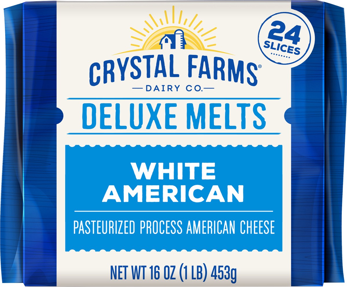 slide 3 of 8, Crystal Farms Cheese, White American, Deluxe Melts, 24 ct