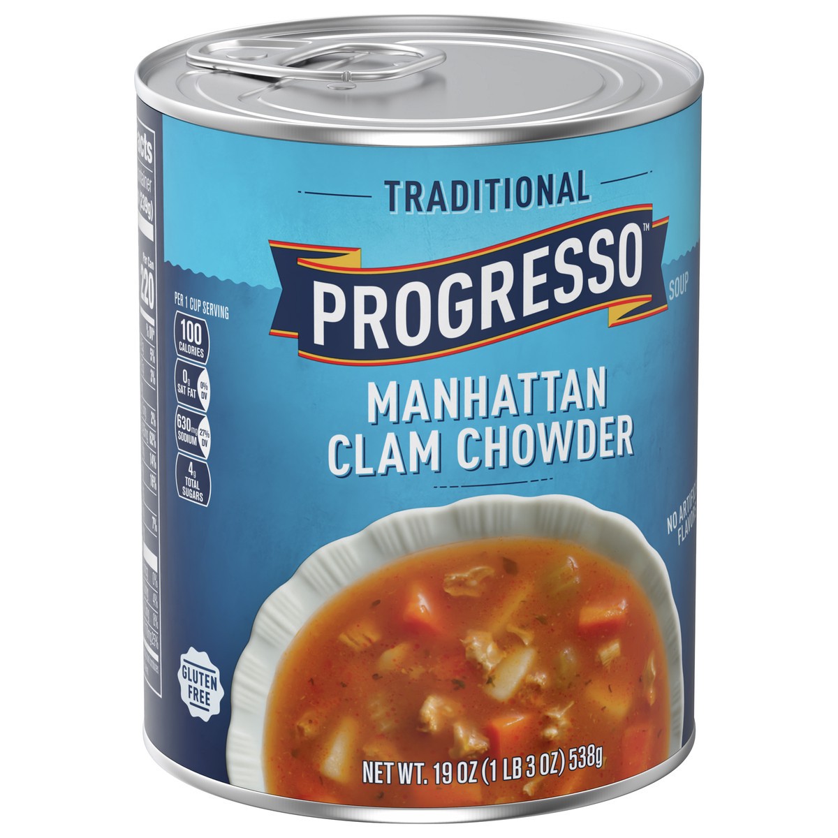 slide 5 of 8, Progresso Traditional, Manhattan Clam Chowder Canned Soup, Gluten Free, 19 oz., 19 oz