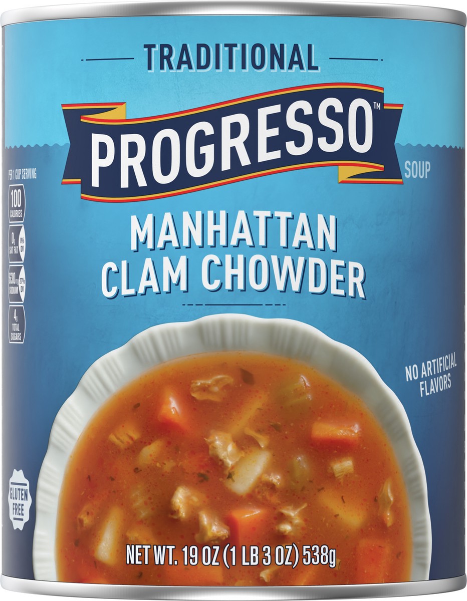 slide 2 of 8, Progresso Traditional, Manhattan Clam Chowder Canned Soup, Gluten Free, 19 oz., 19 oz