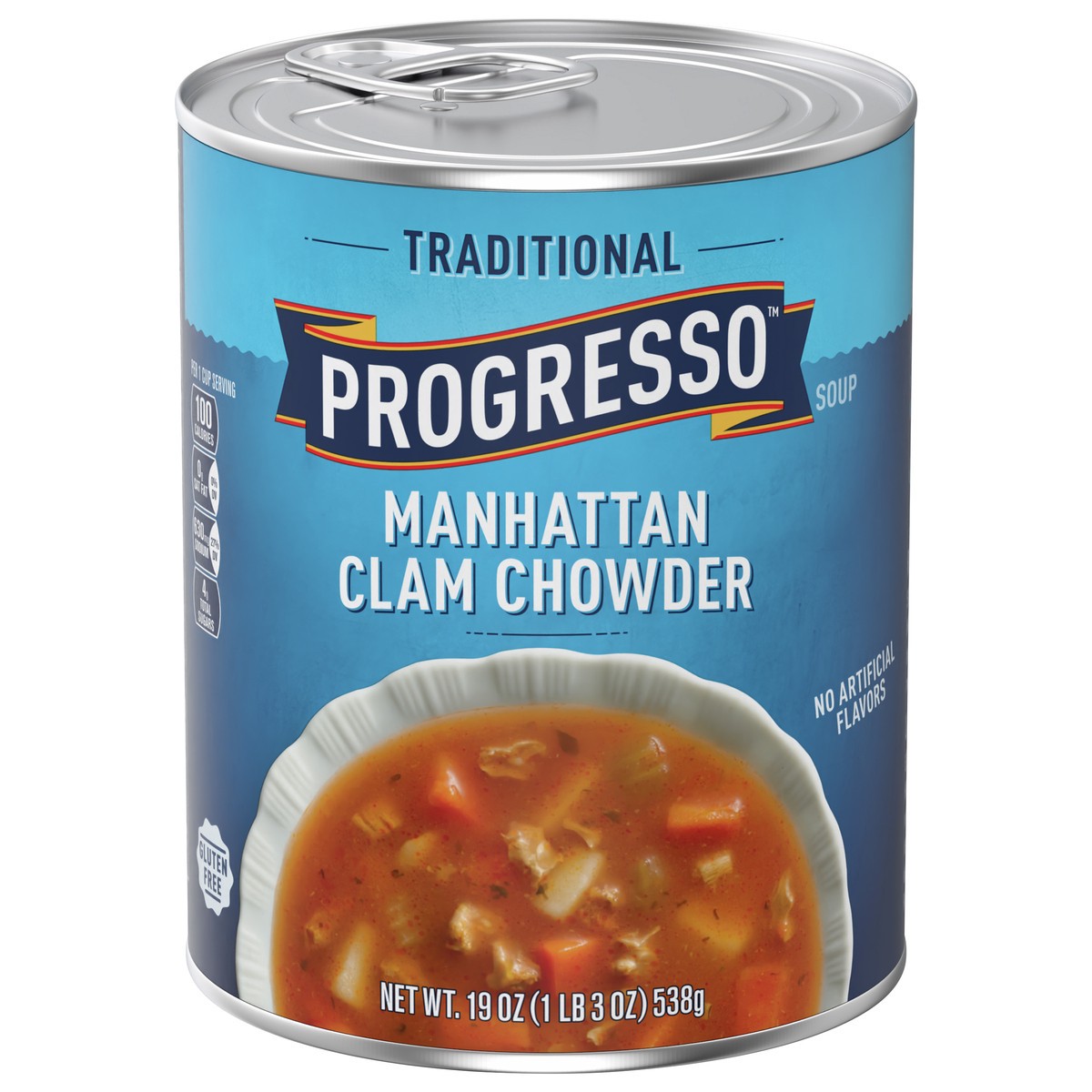 slide 1 of 8, Progresso Traditional, Manhattan Clam Chowder Canned Soup, Gluten Free, 19 oz., 19 oz