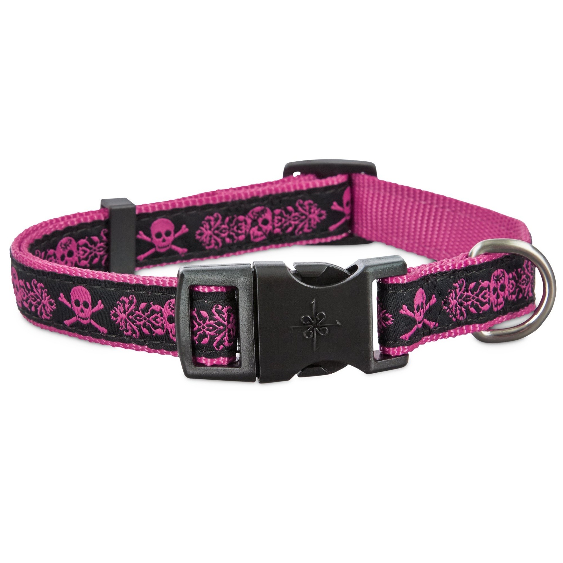 slide 1 of 1, Good2Go Pink Skulls Dog Collar, MED