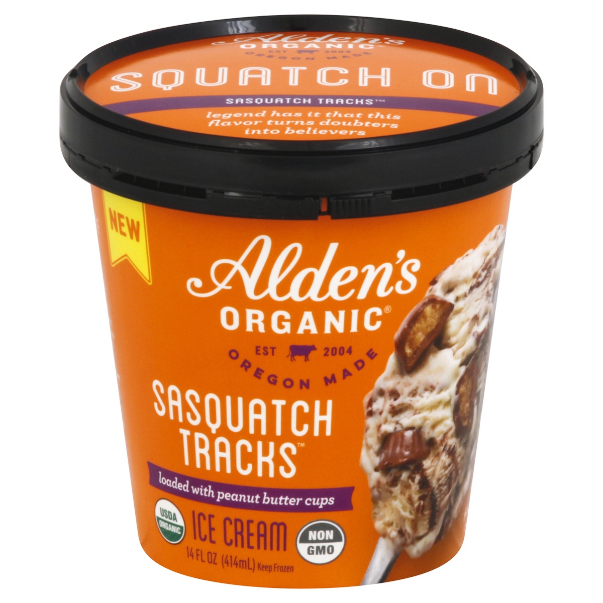 slide 1 of 1, Alden's Organic Sasquatch Tracks Ice Cream, 14 fl oz
