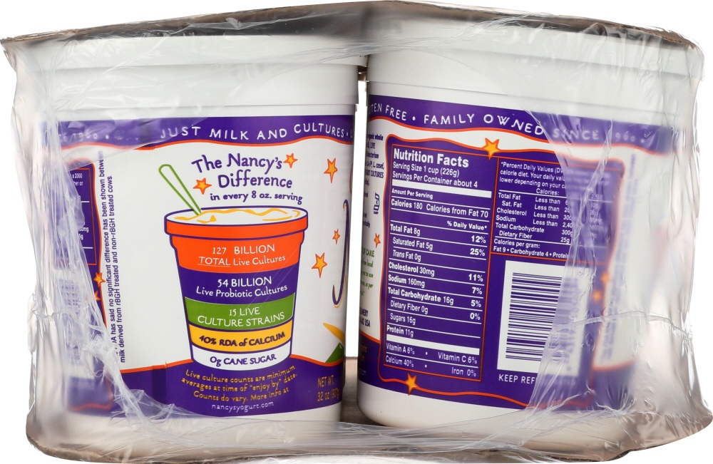 slide 1 of 1, Nancys Organic Whole Milk Plain Yogurt, 32 oz