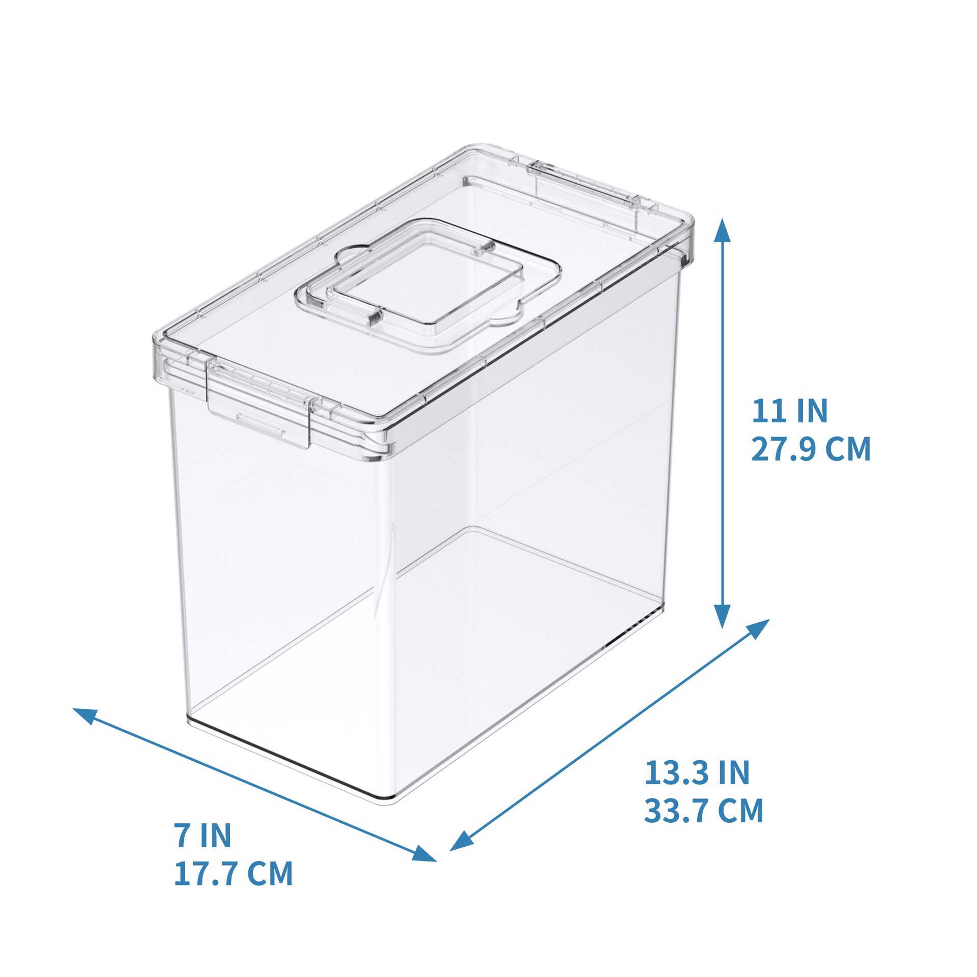 slide 2 of 6, Clear Letter File Storage Case With Top Handle By Simply Tidy, 3 in x 7 in x 11 in