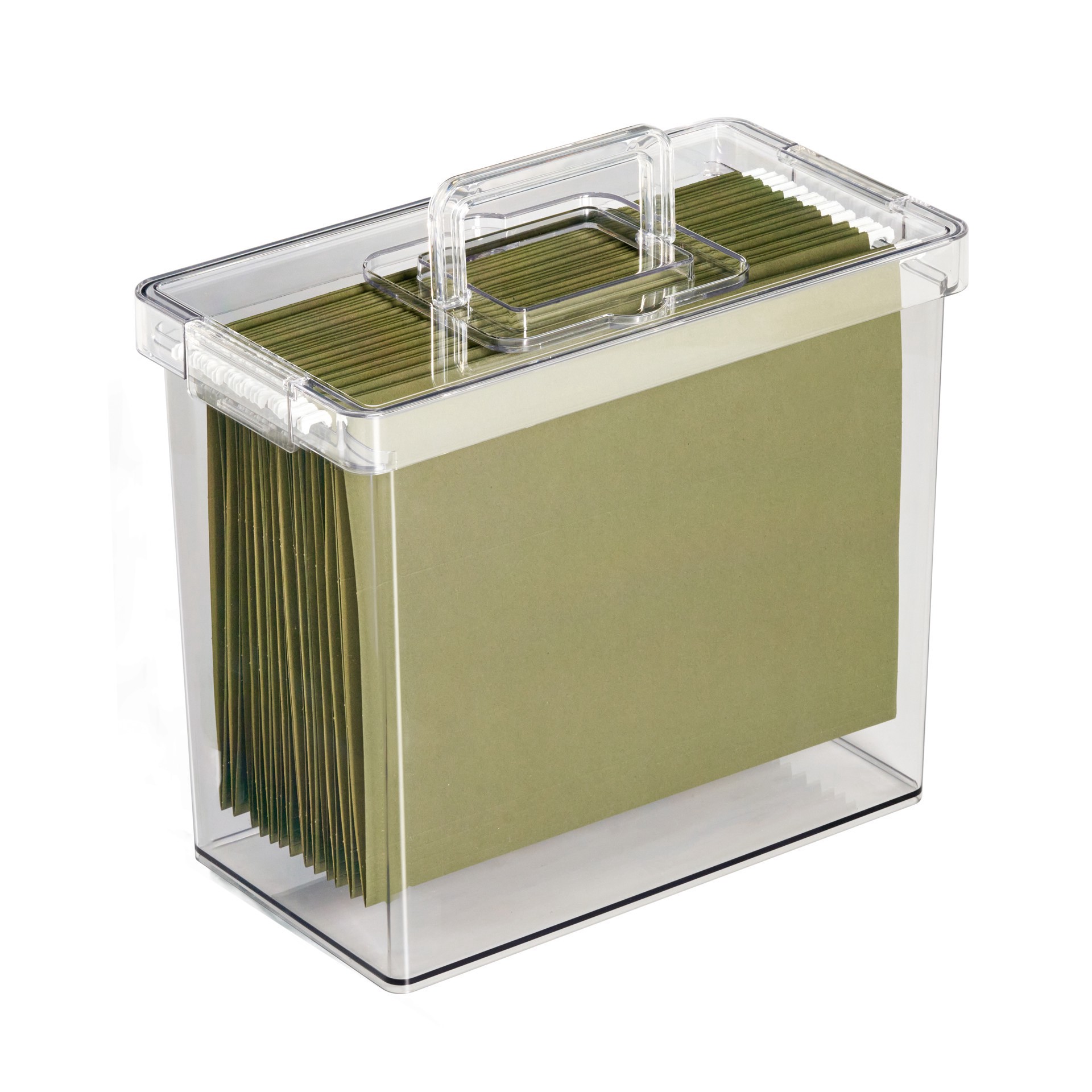 slide 3 of 6, Clear Letter File Storage Case With Top Handle By Simply Tidy, 3 in x 7 in x 11 in