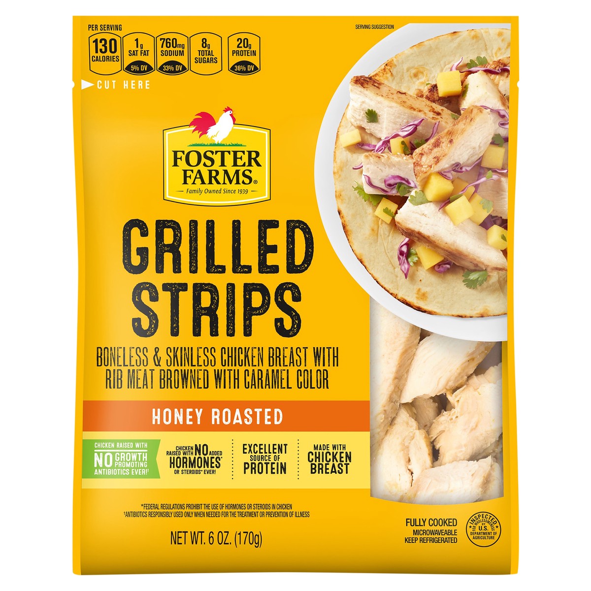 slide 6 of 6, Foster Farms Chicken Breast Strips Honey Roasted, 6 oz