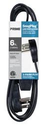 Prime Wire & Cable Prime® Snug Plug® 3-Outlet Black Low-Profile Extension Cord