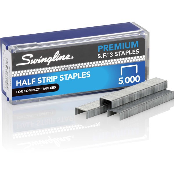 slide 2 of 6, Swingline S.F. 3 Premium Chisel Point Half Strip Staples, 5,000/Box, 105 ct