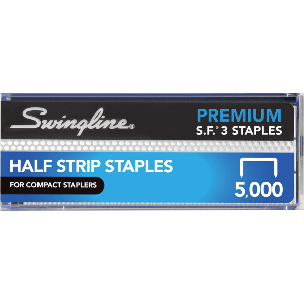 slide 5 of 6, Swingline S.F. 3 Premium Chisel Point Half Strip Staples, 5,000/Box, 105 ct