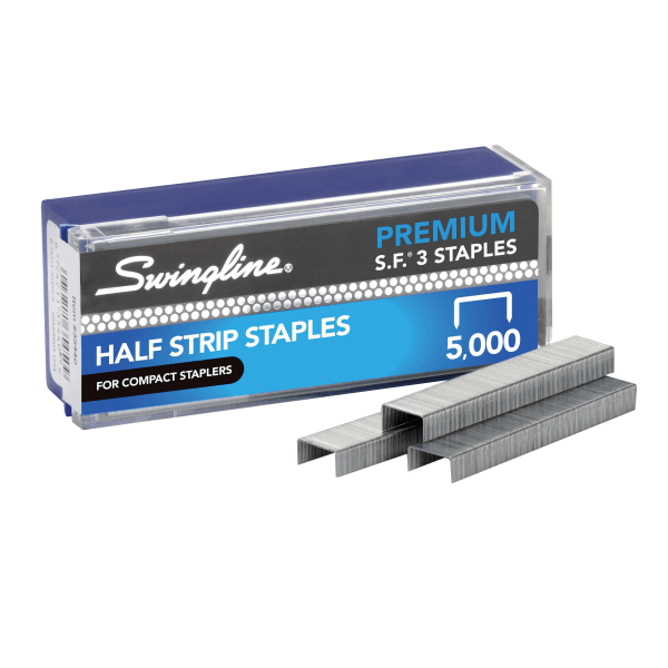 slide 1 of 6, Swingline S.F. 3 Premium Chisel Point Half Strip Staples, 5,000/Box, 105 ct