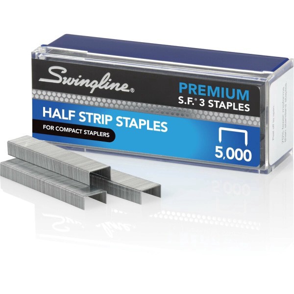slide 4 of 6, Swingline S.F. 3 Premium Chisel Point Half Strip Staples, 5,000/Box, 105 ct