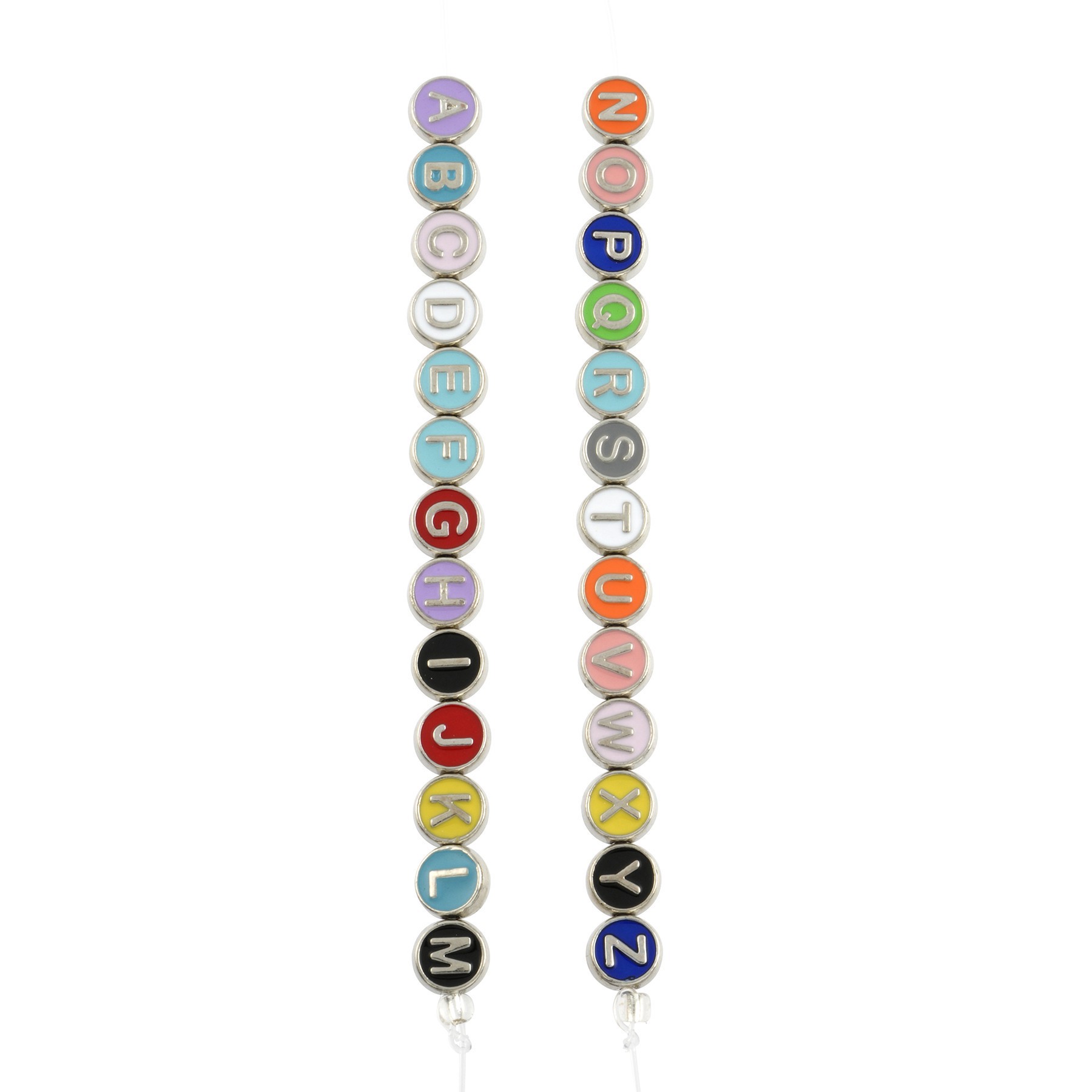 slide 2 of 3, Multicolor & Rhodium Alphabet Disc Beads, 8mm By Bead Landing, 8mm