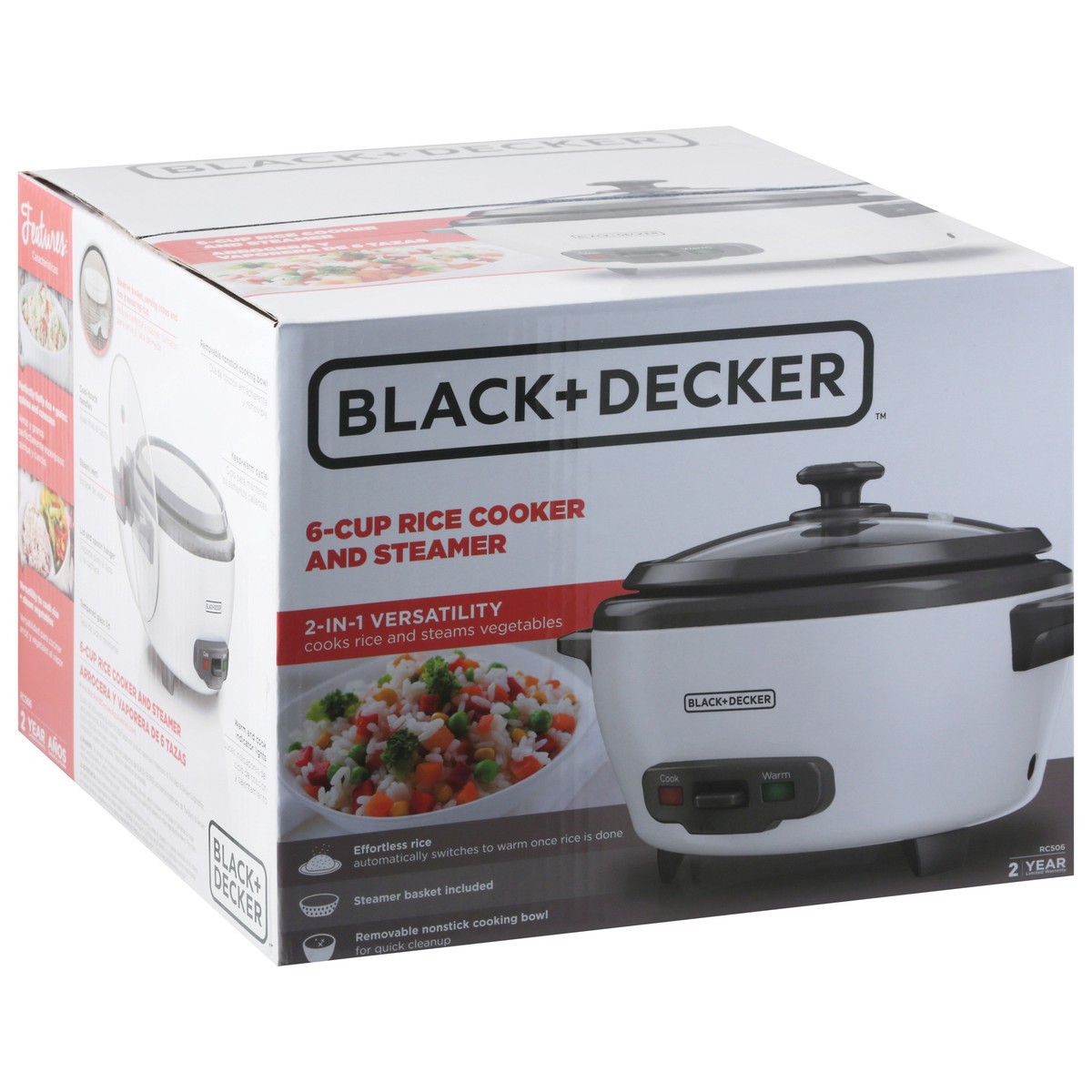 slide 2 of 11, BLACK+DECKER 2-In-1 Versatility 6-Cup Rice Cooker and Steamer 1 ea, 1 ct