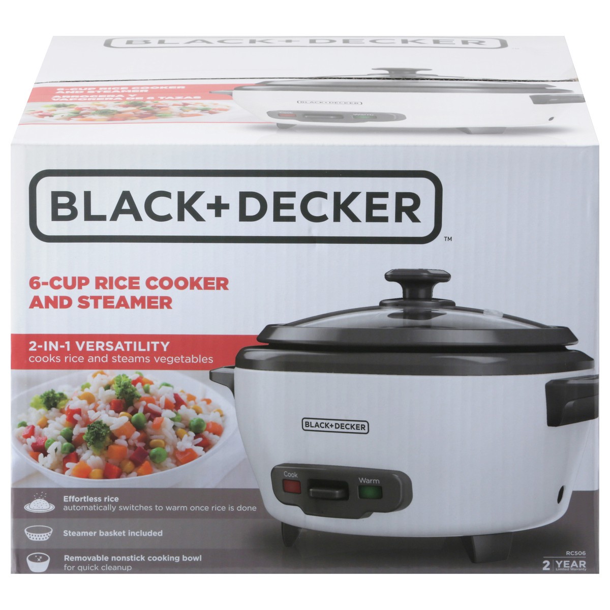 slide 1 of 11, BLACK+DECKER 2-In-1 Versatility 6-Cup Rice Cooker and Steamer 1 ea, 1 ct