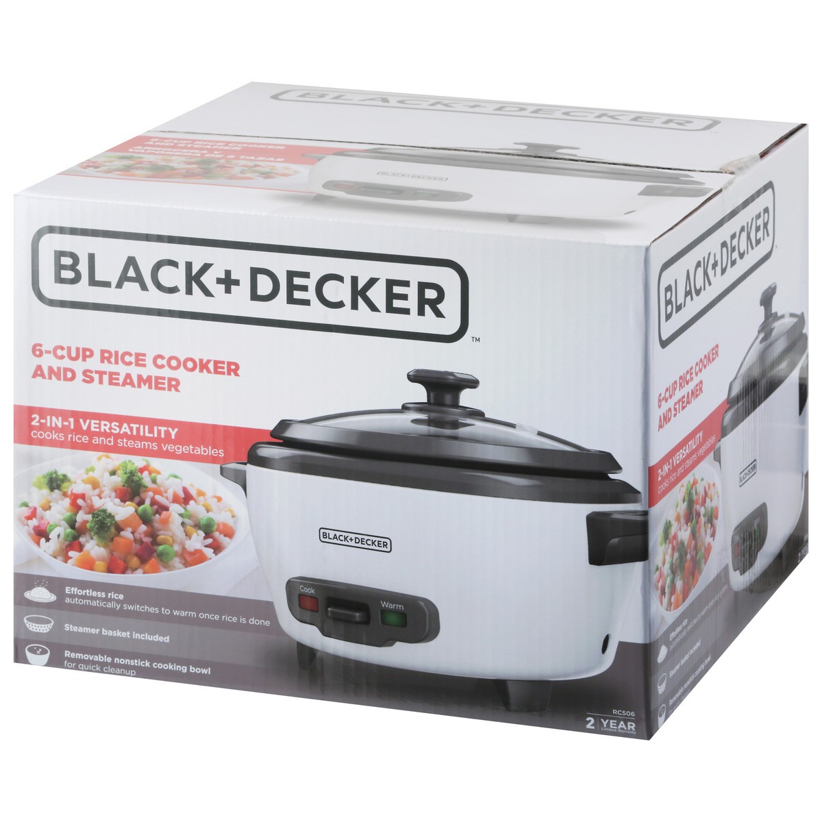 slide 7 of 11, BLACK+DECKER 2-In-1 Versatility 6-Cup Rice Cooker and Steamer 1 ea, 1 ct