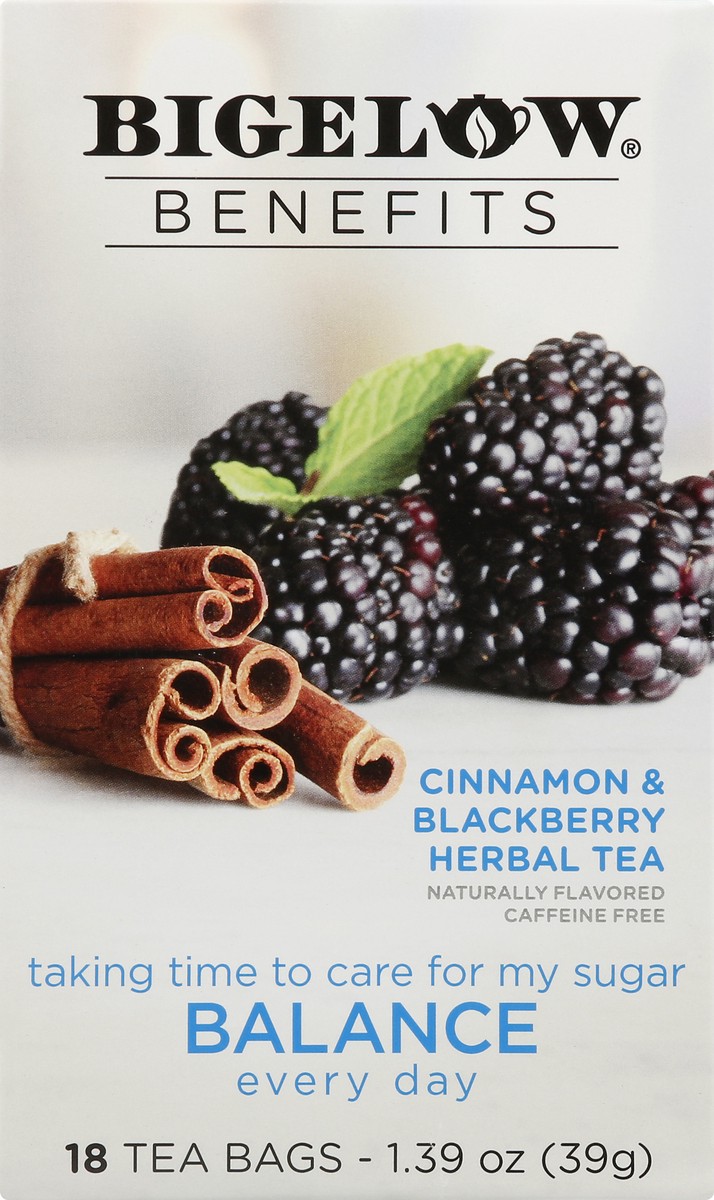 slide 2 of 9, Bigelow Benefits Cinnamon & Blackberry Herbal Tea Bags, 18 ct