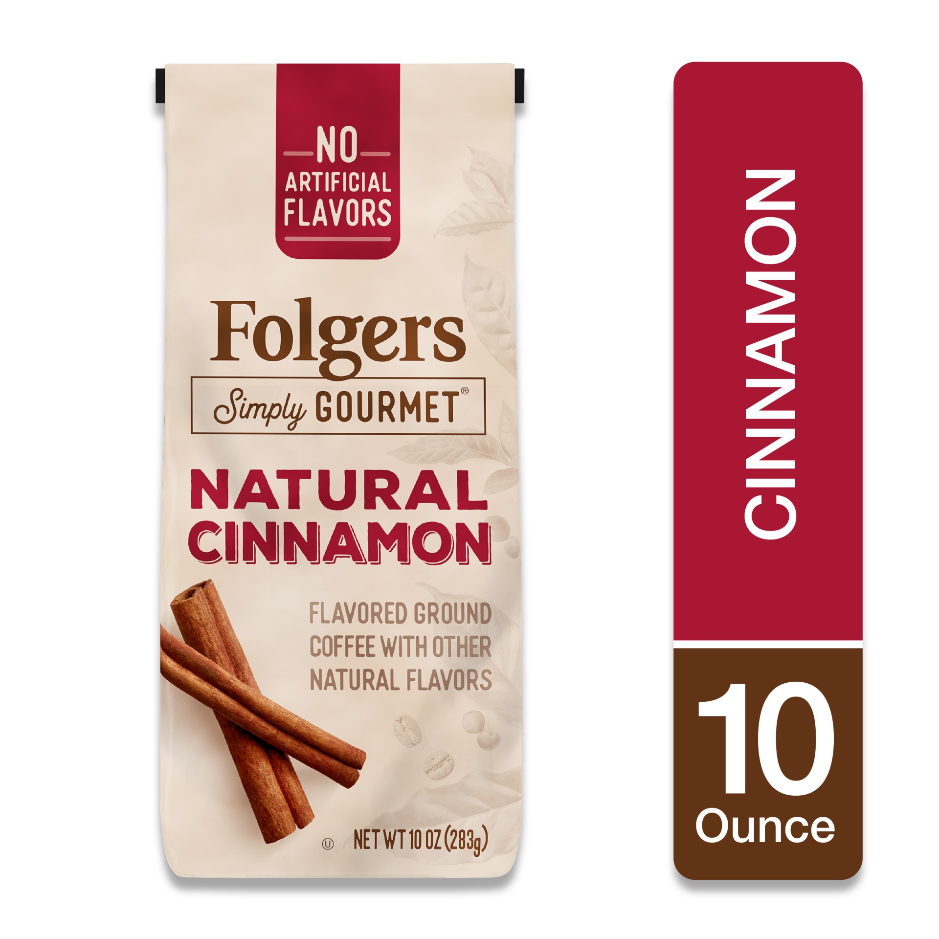 slide 1 of 1, Folgers Simply Gourmet Ground Coffee - Natural Cinnamon Flavored, 10 oz