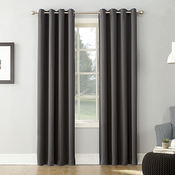 slide 1 of 1, Sun Zero Mariah Grommet Curtain - Charcoal, 95 in