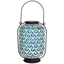 Evergreen Mermaid Mosaic Glass Solar Hanging Lantern