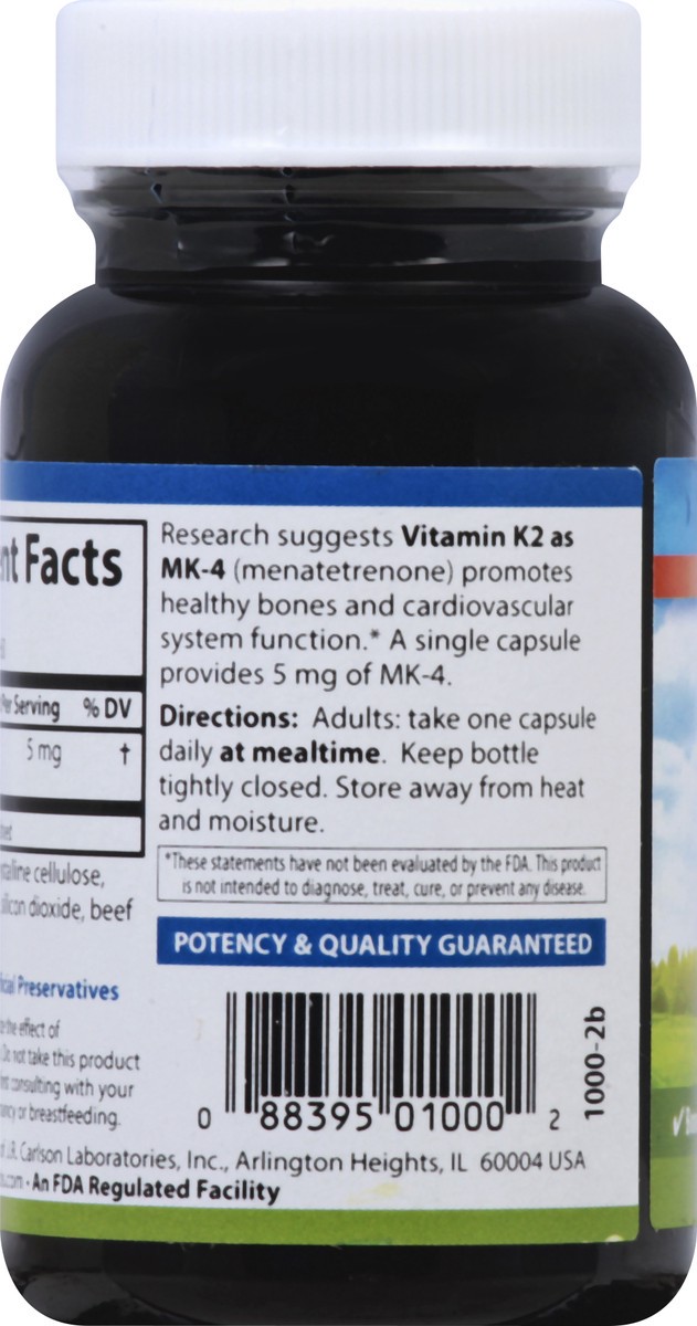 slide 7 of 7, Carlson Vitamin K2, 5 mg, Capsules, 60 ct