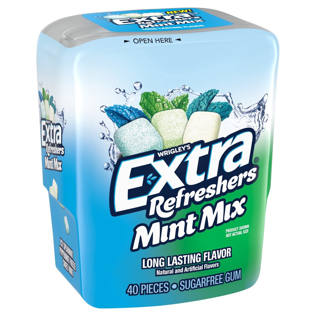 slide 1 of 1, Extra Refreshers Mint Gum Mix Sugar Free Chewing Gum 40-Piece Bottle, 40 ct