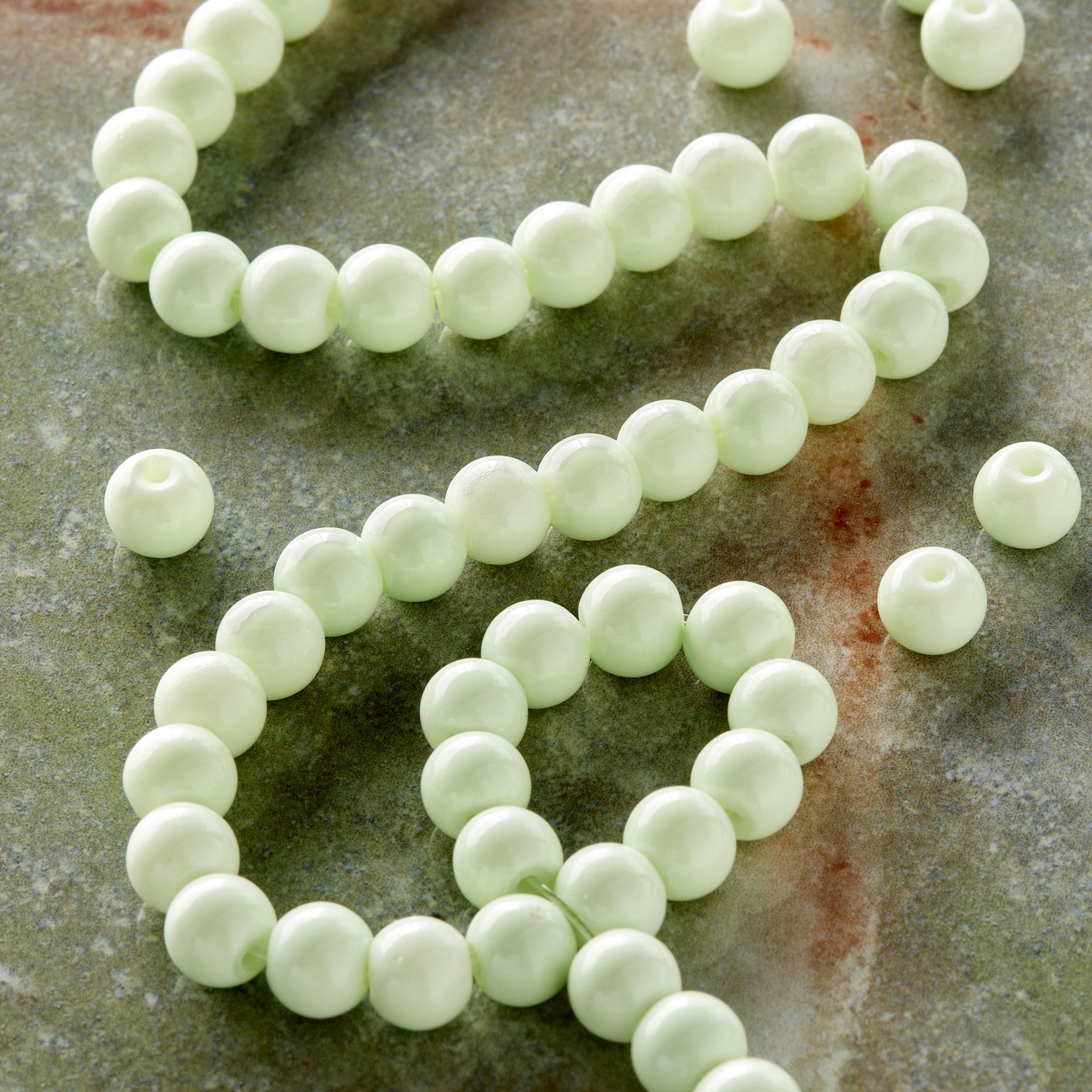 slide 3 of 3, Mint Glass Round Beads, 6mm By Bead Landing, 6 mm