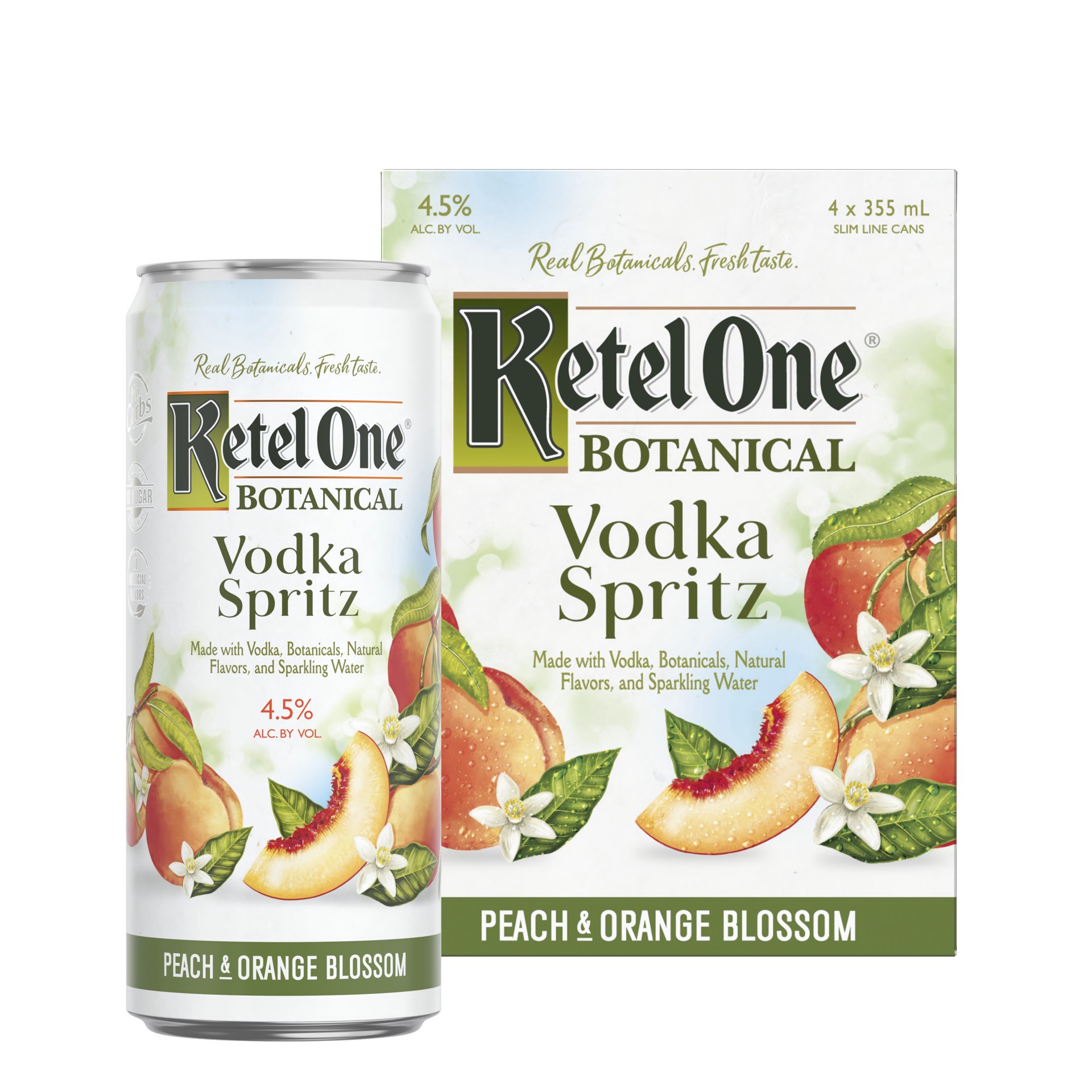 slide 4 of 7, Ketel One Botanical Vodka Spritz Peach & Orange Blossom, 4-Pack (4 x 12 fl oz), 4 ct; 12 oz