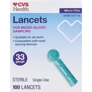 slide 1 of 1, CVS Health Micro Thin Lancets 33 Gauge, 100 ct