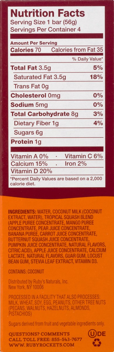 slide 10 of 11, Ruby Rocket's Tropical Fruit & Veggie Better Bars 4.0 ea, 4 ct