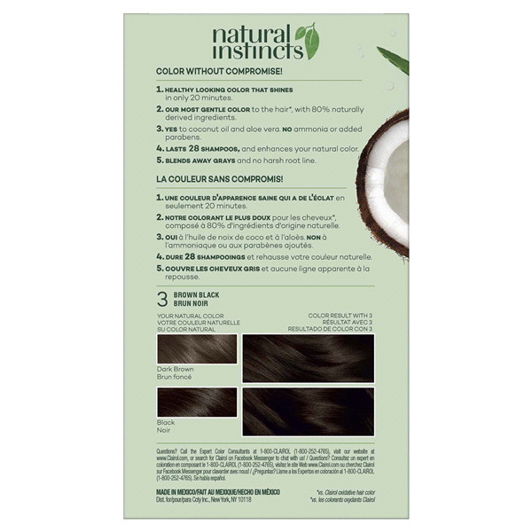 slide 4 of 5, Clairol Natural Instincts Brown Black 3 Hair Coloring Kit, 1 ct