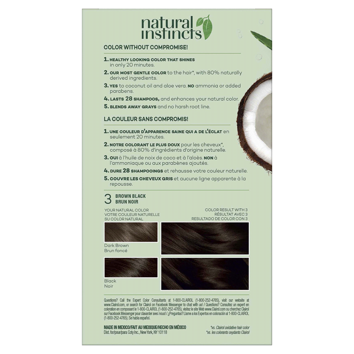 slide 2 of 5, Clairol Natural Instincts Brown Black 3 Hair Coloring Kit, 1 ct