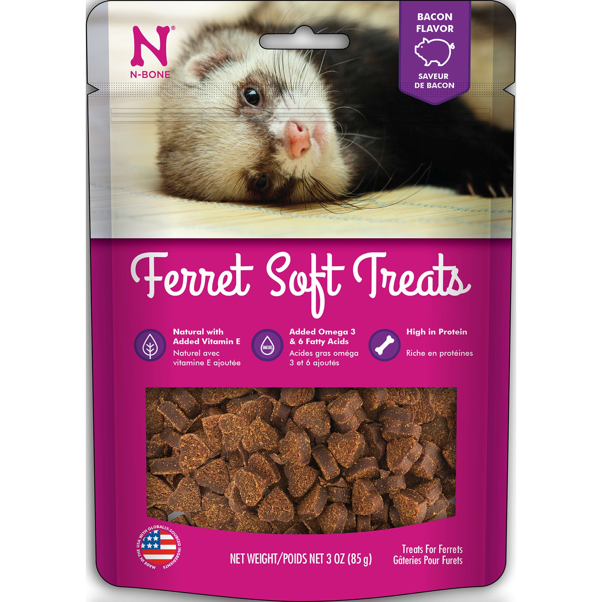 slide 1 of 1, N-Bone Grain Free Bacon Soft Ferret Treats, 3 oz