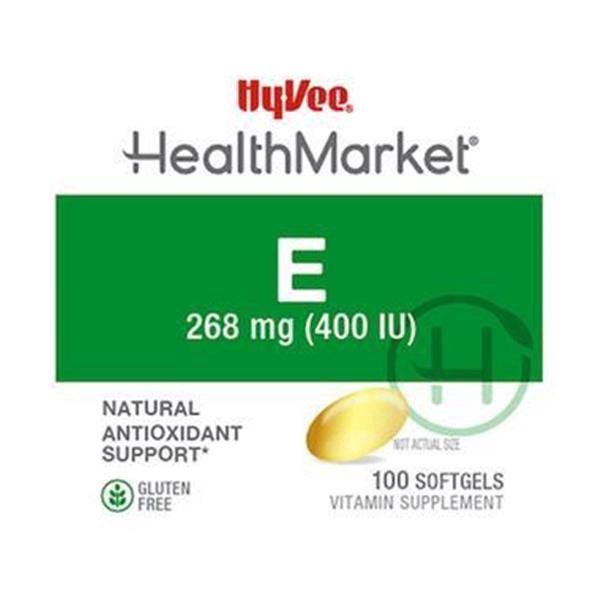slide 1 of 1, Hy-Vee Healthmarket Natural E-400 Dietary Supplement Softgels, 100 ct