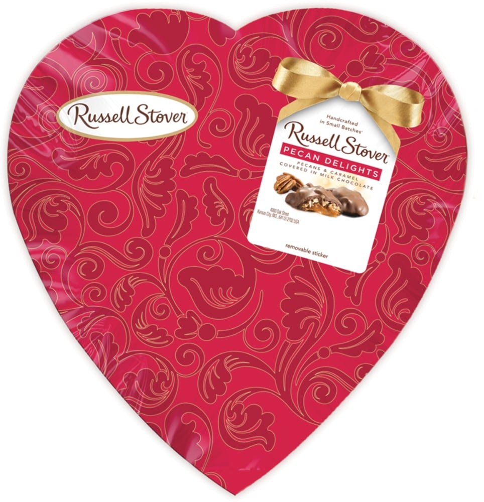 slide 1 of 1, Russell Stover Milk Chocolate Pecan Delights Decorative Heart Box, 5.6 oz