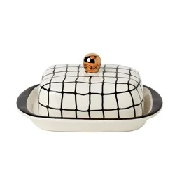 Tabletops Gallery Stoneware Butter Dish - Grid