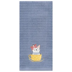 ROOM & RETREAT Mcs Spring Teacup Kitty Embroidered Diamond Kitchen Towel, 16 In X 26 In