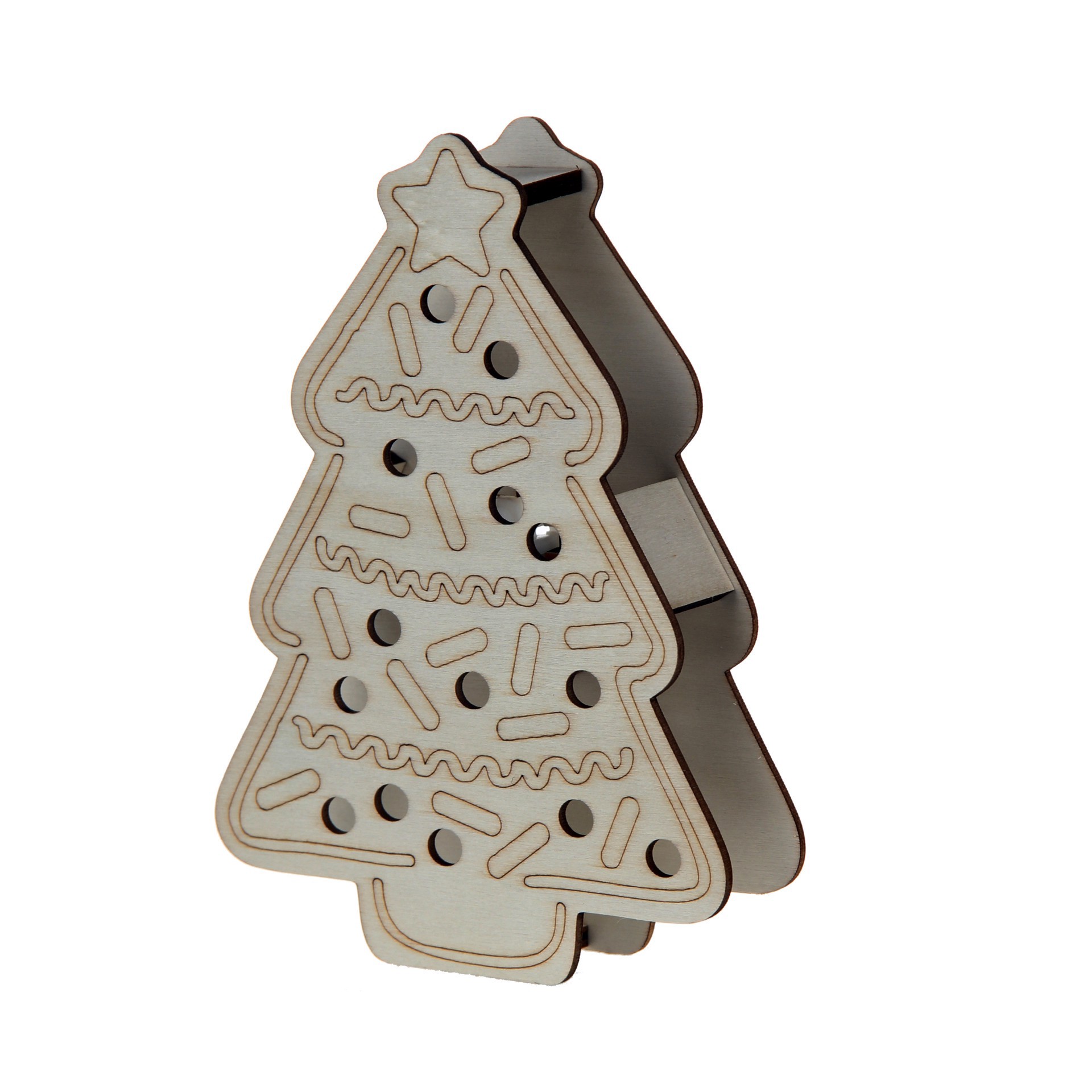 slide 2 of 3, 6.5" Unfinished Gingerbread Tree Diy Led Wood Decor By Make Market, 6.5 in