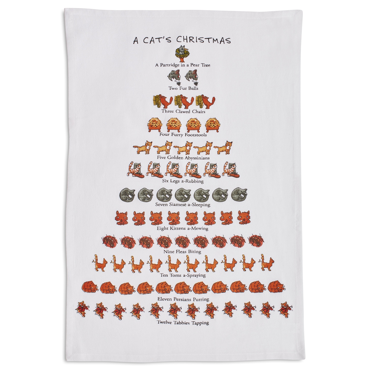 slide 1 of 1, Sur La Table The Cat Lovers 12 Days of Christmas Flour Sack Towel, 26 in x 18 in